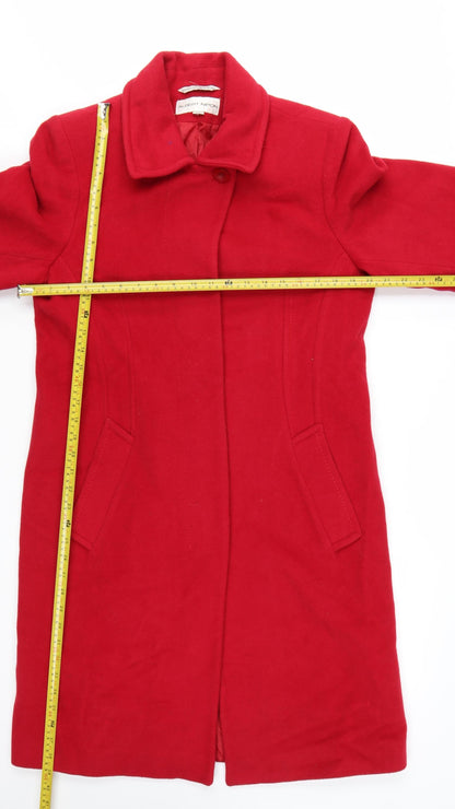 Albert Nipon Women's Red Wool Angora Cashmere Long Overcoat Size 12