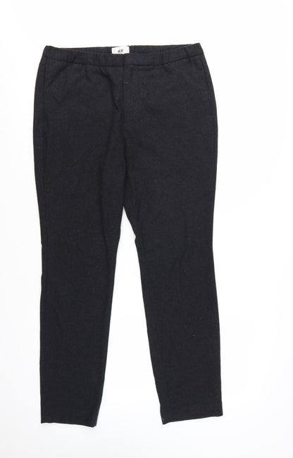 H&M Men's Black Wool Blend Slim Fit Tapered Trousers Size L 34 in
