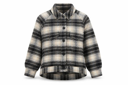 Uniqlo Women’s Beige Check Wool Blend Shacket Jacket XS Relaxed Fit