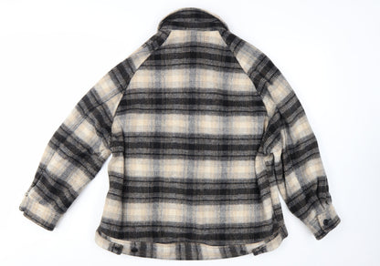 Uniqlo Women’s Beige Check Wool Blend Shacket Jacket XS Relaxed Fit