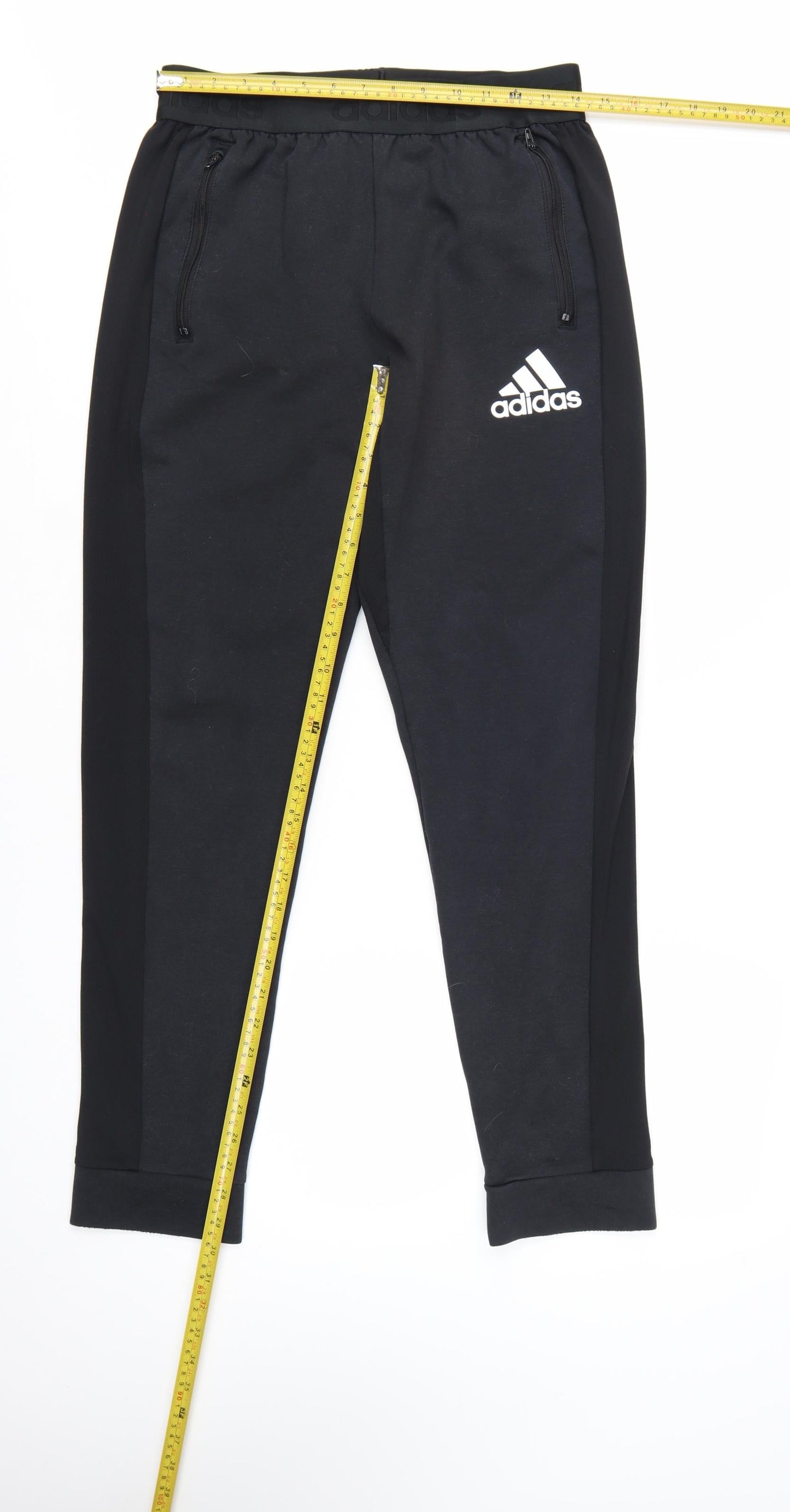 Adidas Men Black Slim Fit Joggers Tapered Casual Trousers M