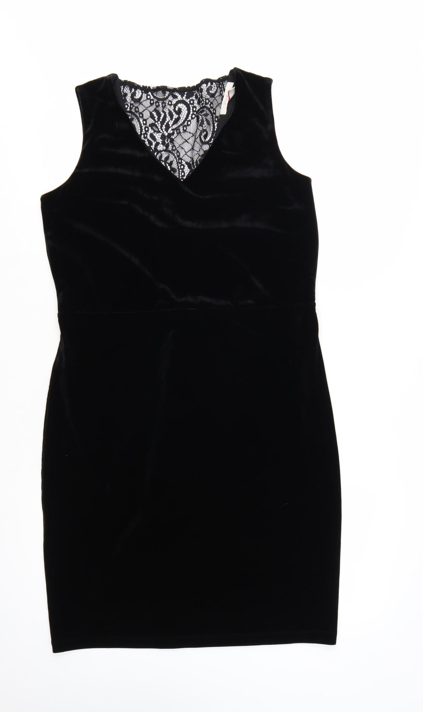 Esprit Women’s Black Velvet Lace V-Neck Bodycon Dress XL