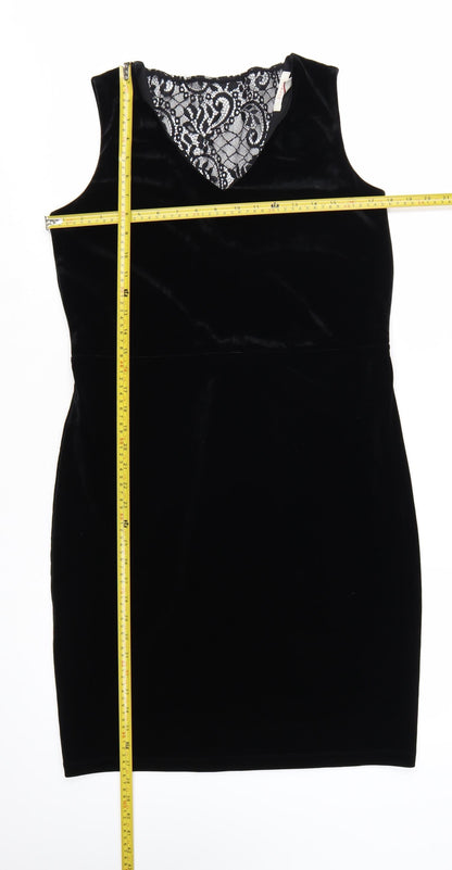 Esprit Women’s Black Velvet Lace V-Neck Bodycon Dress XL