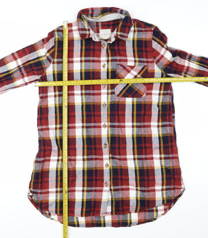 Fat Face Women’s Multicoloured Flannel Plaid Long Sleeve Button-Up Shirt UK 12