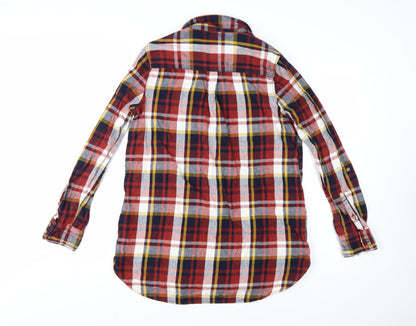 Fat Face Women’s Multicoloured Flannel Plaid Long Sleeve Button-Up Shirt UK 12