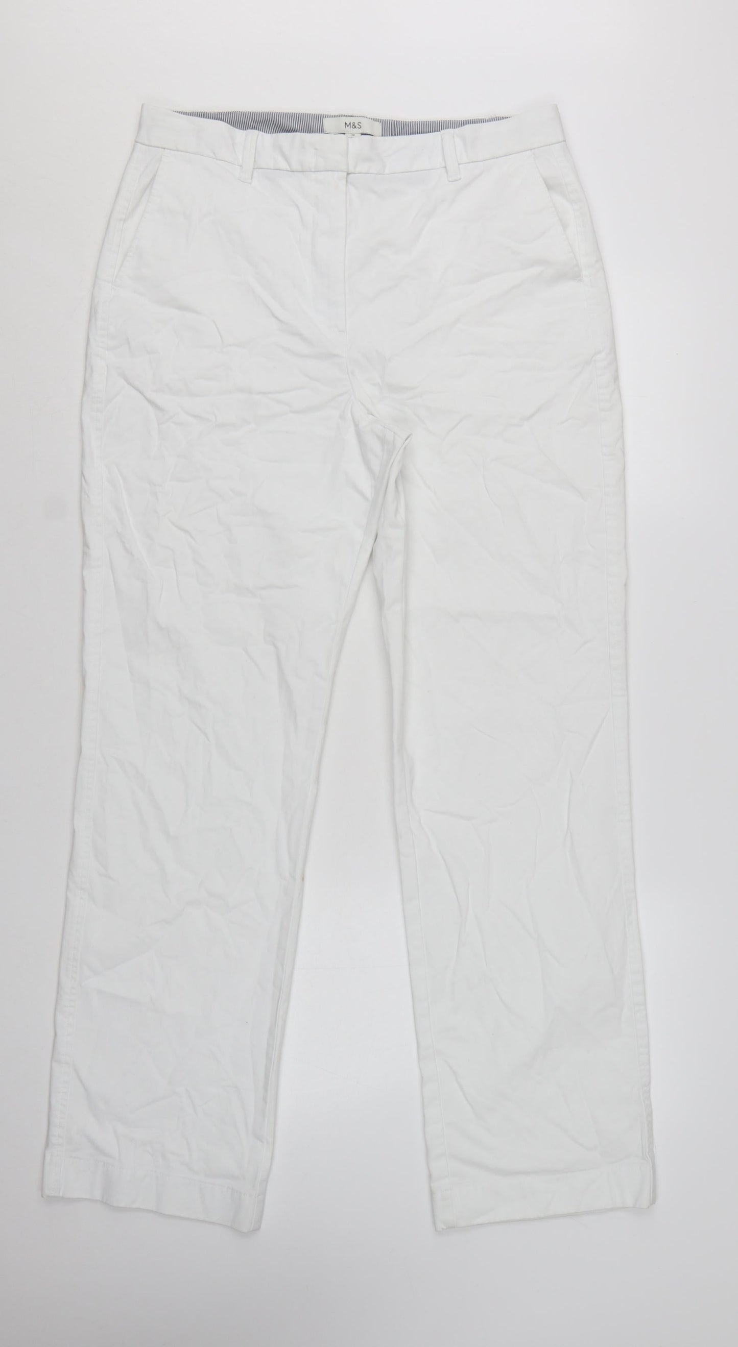 Marks and Spencer Women’s White Chino Trousers Size 14 Long