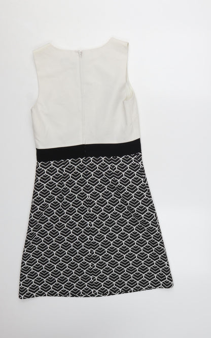Miss Selfridge Women’s Black & White Geometric Shift Dress UK 8