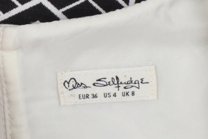 Miss Selfridge Women’s Black & White Geometric Shift Dress UK 8