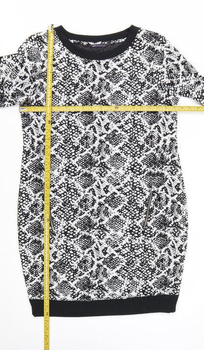 Marks and Spencer Womens Black Animal Print Sweatshirt Dress Size 14