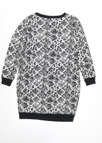 Marks and Spencer Womens Black Animal Print Sweatshirt Dress Size 14