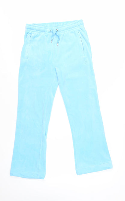 Juicy Couture Women Blue XS Velour Rhinestone Logo Sweatpants