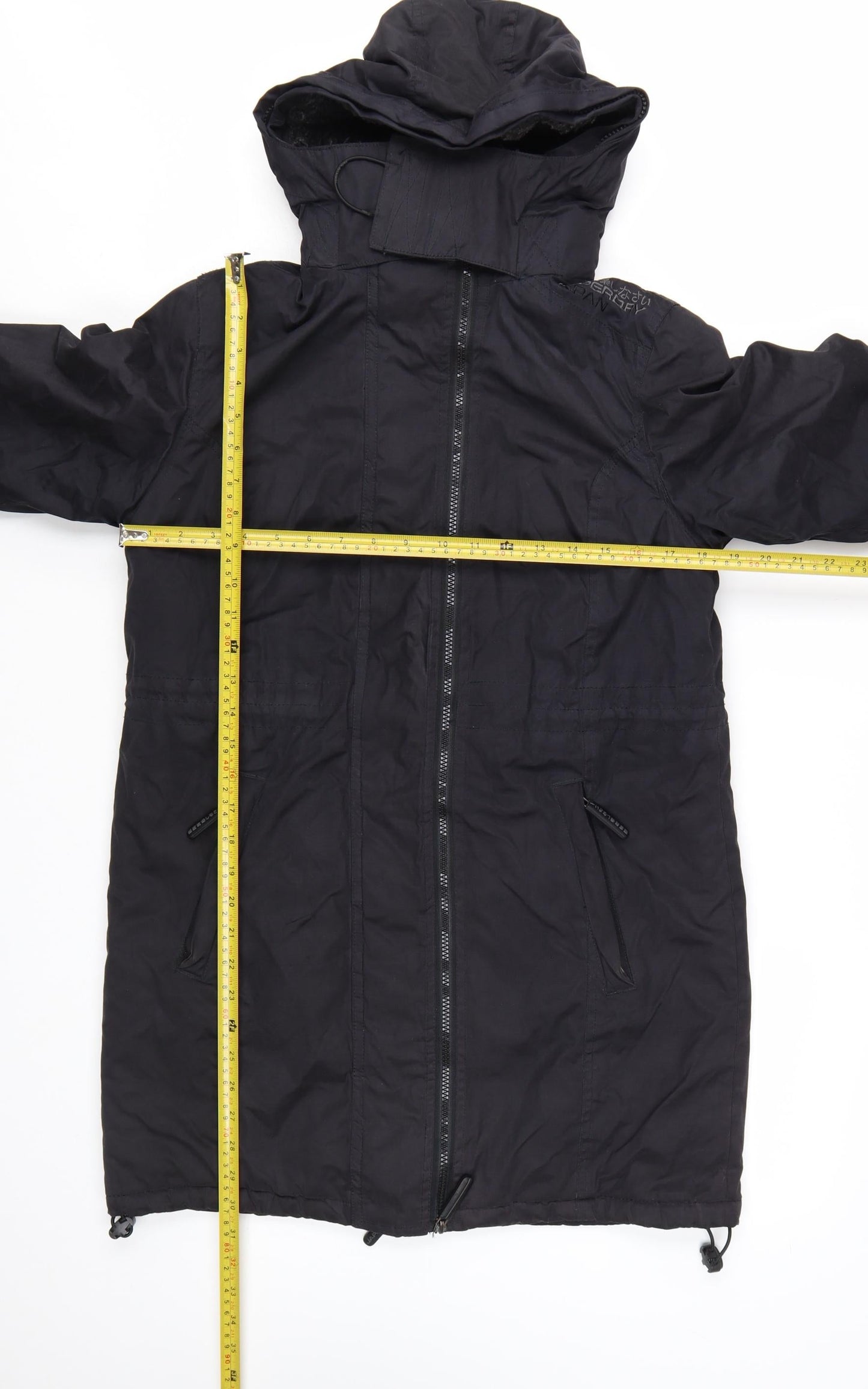 Superdry Women's Black Hooded Parka Jacket M Regular Fit