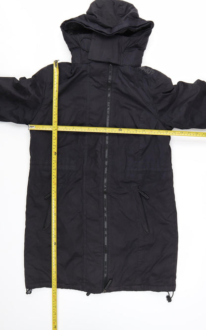 Superdry Women's Black Hooded Parka Jacket M Regular Fit