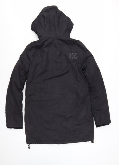 Superdry Women's Black Hooded Parka Jacket M Regular Fit