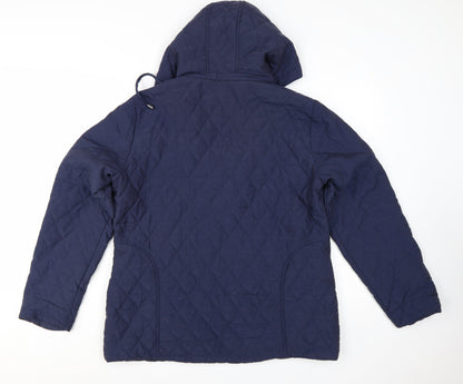 Cotton Traders Women Blue Quilted Hooded Jacket Size 16