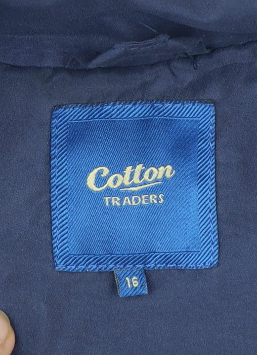 Cotton Traders Women Blue Quilted Hooded Jacket Size 16