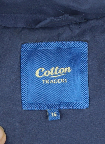 Cotton Traders Women Blue Quilted Hooded Jacket Size 16