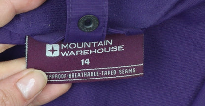 Mountain Warehouse Women Purple Waterproof Hooded Rain Jacket Size 14