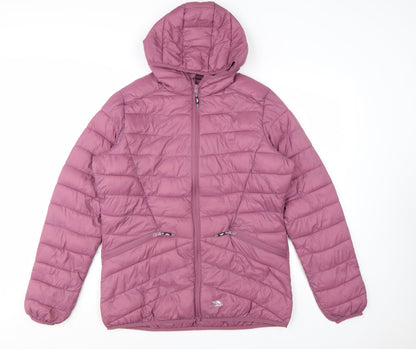 Trespass Women's Pink Hooded Puffer Jacket Size 14 L Lightweight