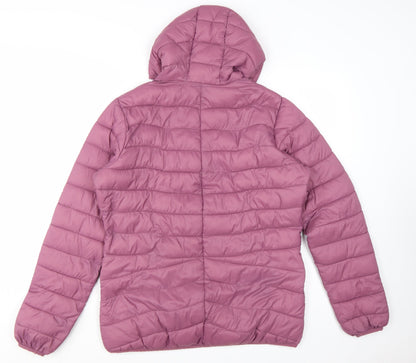 Trespass Women's Pink Hooded Puffer Jacket Size 14 L Lightweight