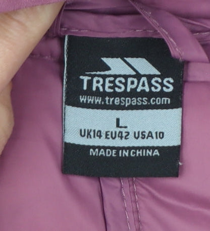 Trespass Women's Pink Hooded Puffer Jacket Size 14 L Lightweight