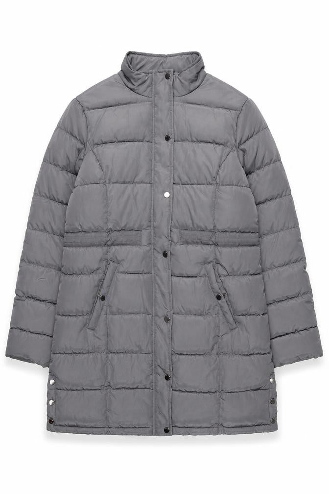 Maine New England Womens Grey Long Puffer Coat Size 20