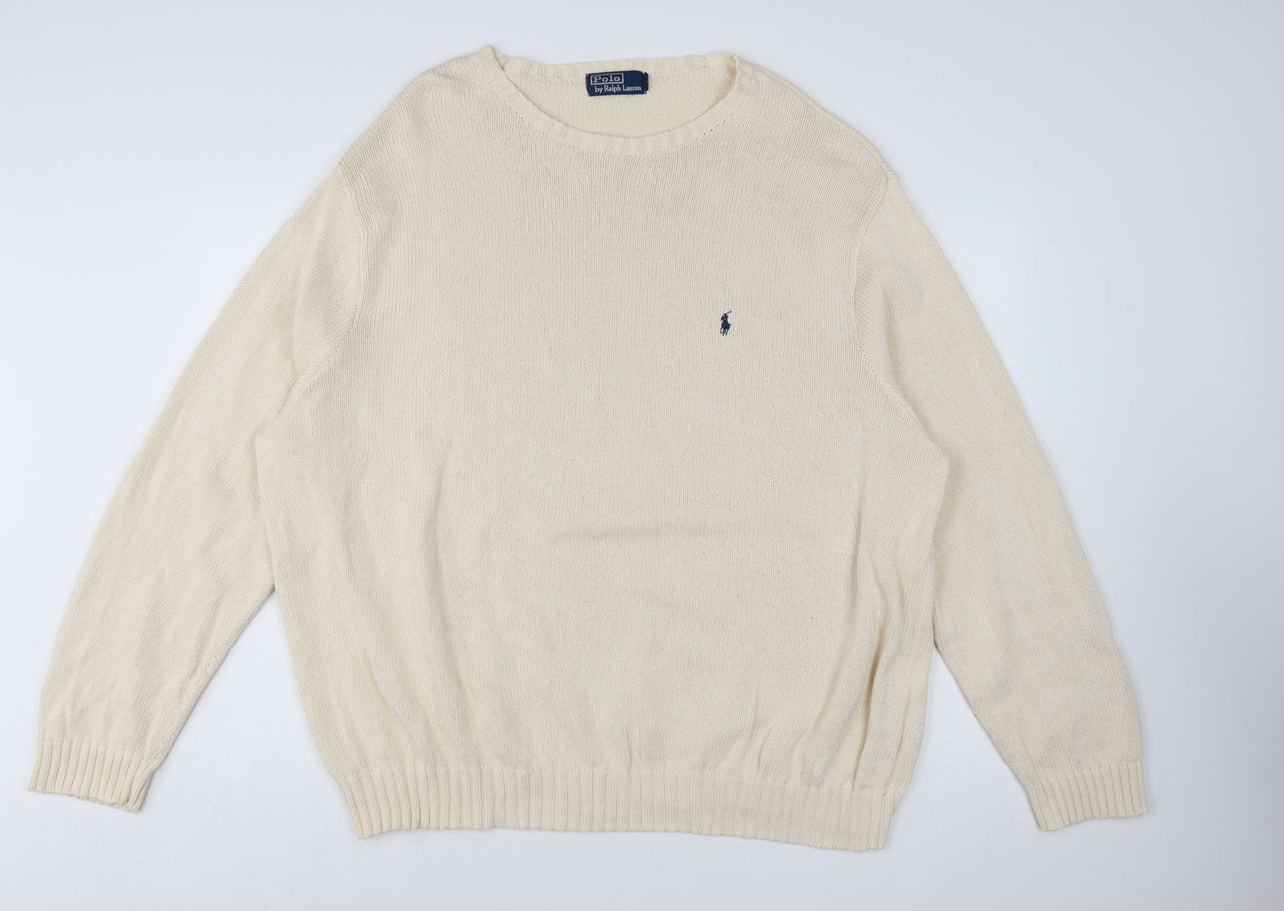 Polo Ralph Lauren Men's Beige 4XL Cotton Crew Neck Jumper