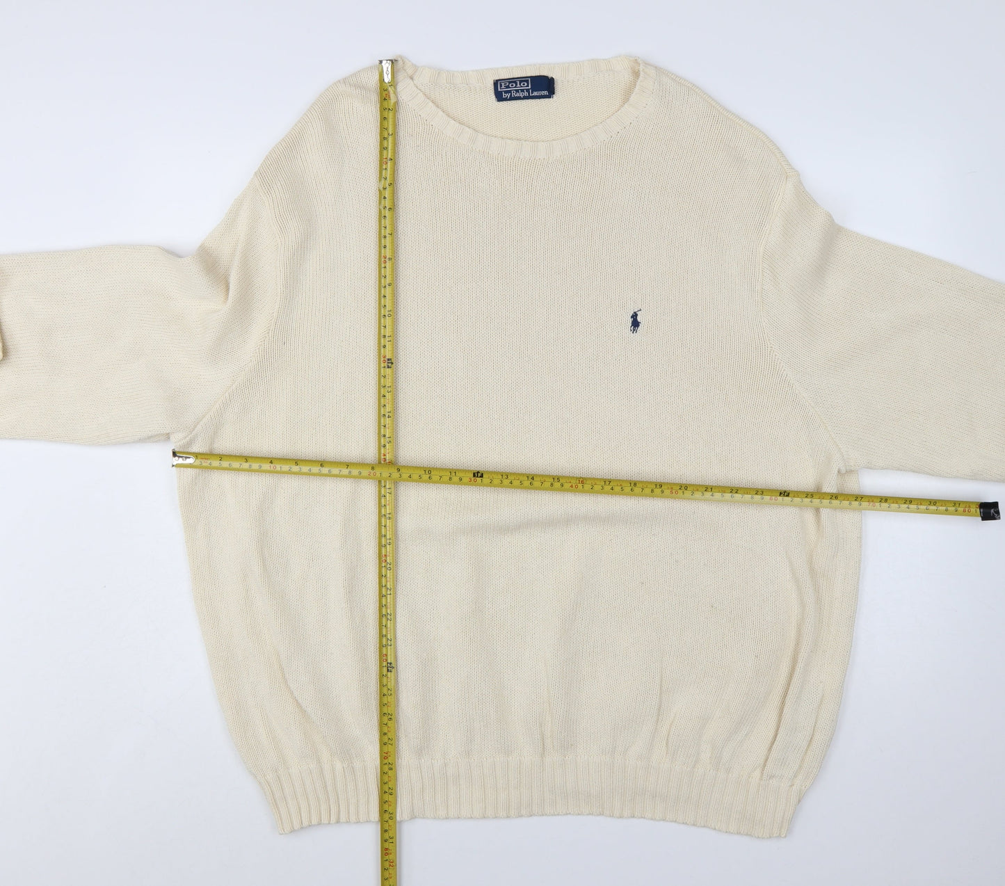 Polo Ralph Lauren Men's Beige 4XL Cotton Crew Neck Jumper