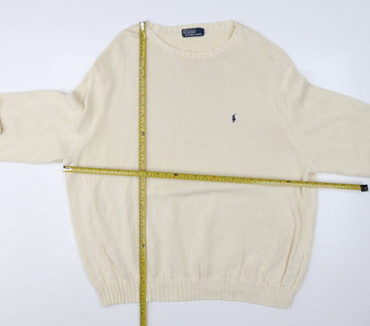 Polo Ralph Lauren Men's Beige 4XL Cotton Crew Neck Jumper