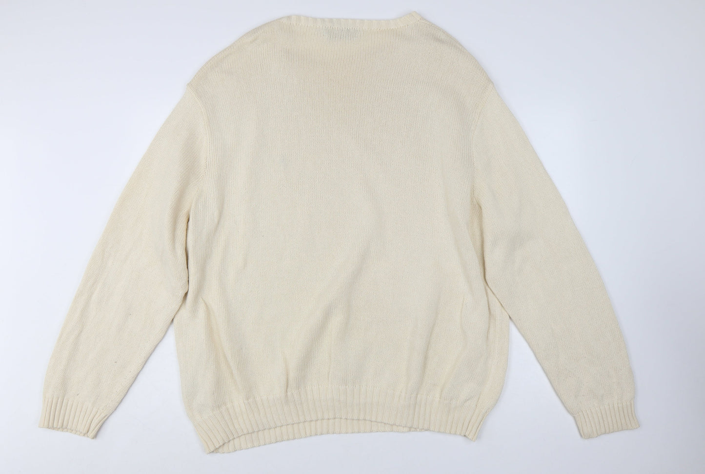 Polo Ralph Lauren Men's Beige 4XL Cotton Crew Neck Jumper