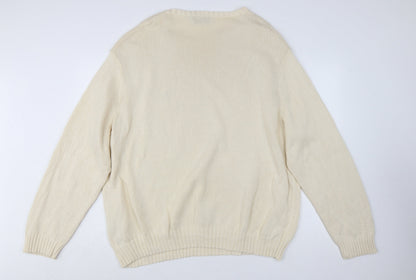 Polo Ralph Lauren Men's Beige 4XL Cotton Crew Neck Jumper