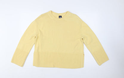 GAP Women's Yellow Cotton Crew Neck Pullover Jumper XS