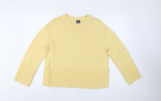 GAP Women's Yellow Cotton Crew Neck Pullover Jumper XS