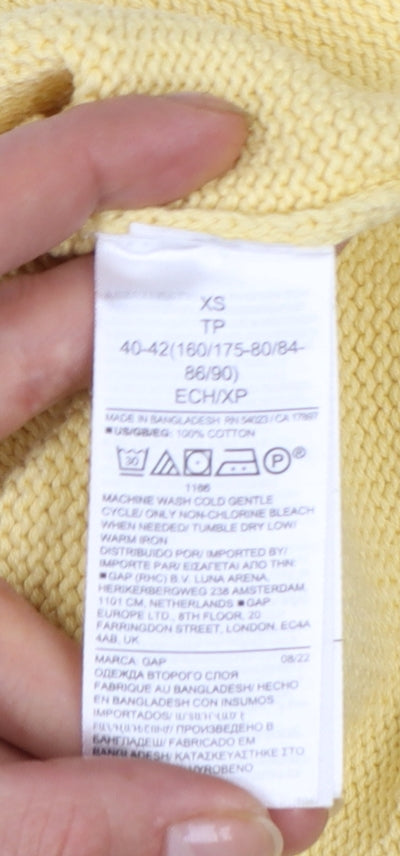 GAP Women's Yellow Cotton Crew Neck Pullover Jumper XS