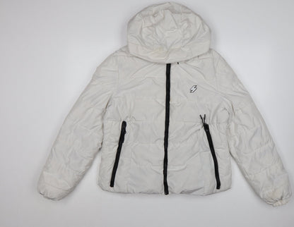 Superdry Women's White Hooded Puffer Jacket Size 14