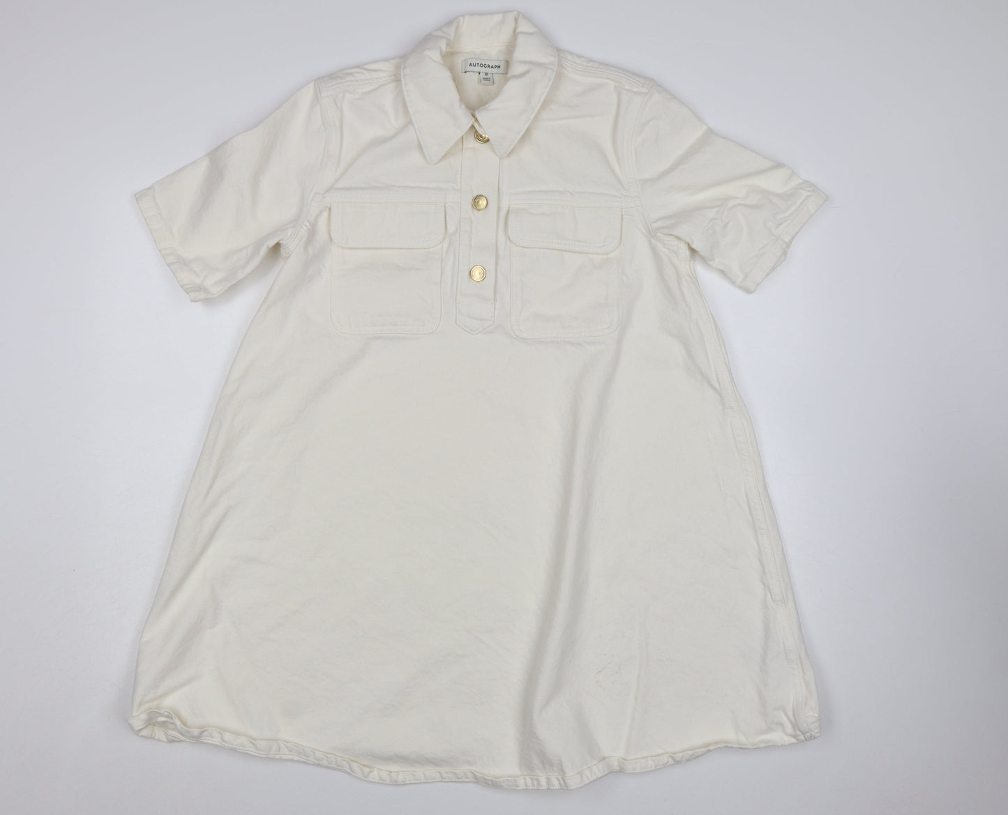 Marks and Spencer Women Ivory Short Sleeve Shirt Dress Size 10