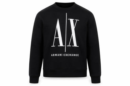 Armani Exchange Mens Black Small Pullover Sweatshirt with Logo Print