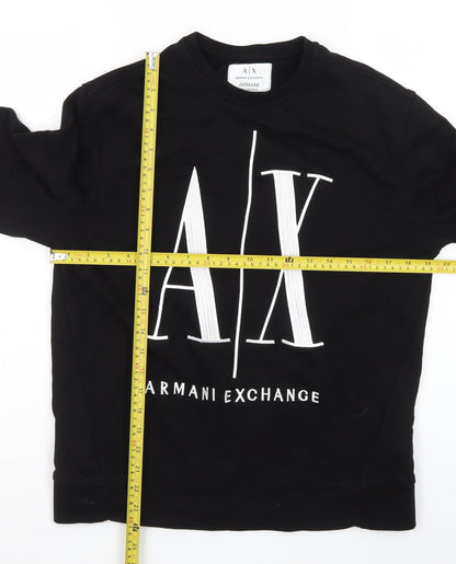 Armani Exchange Mens Black Small Pullover Sweatshirt with Logo Print