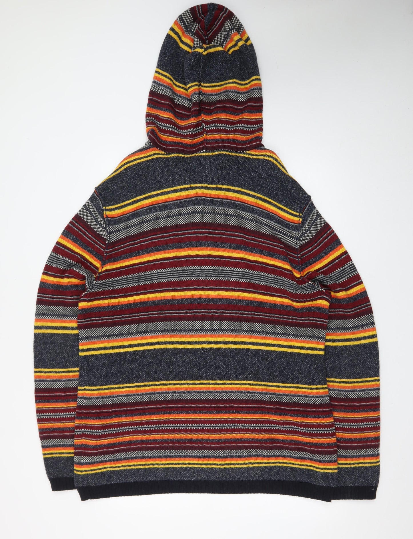 American Eagle Men's Multicoloured Striped Henley Hoodie L