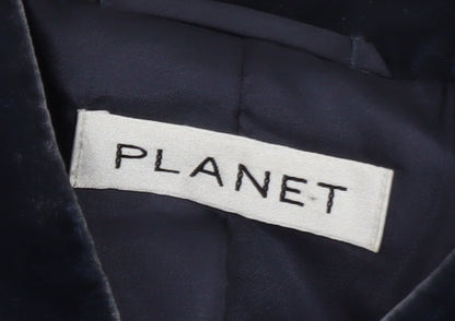 Planet Women's Blue Velvet Long Coat Size 12 Lined Classic Overcoat