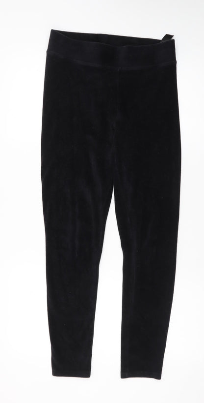 Marks and Spencer Womens Black Velvet Leggings Size 10 Slim Fit