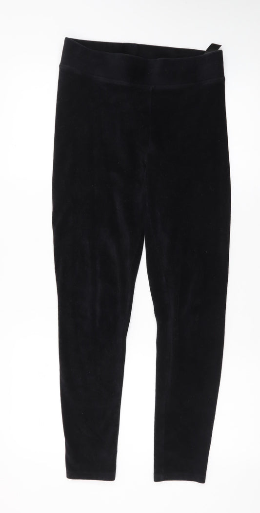 Marks and Spencer Womens Black Velvet Leggings Size 10 Slim Fit