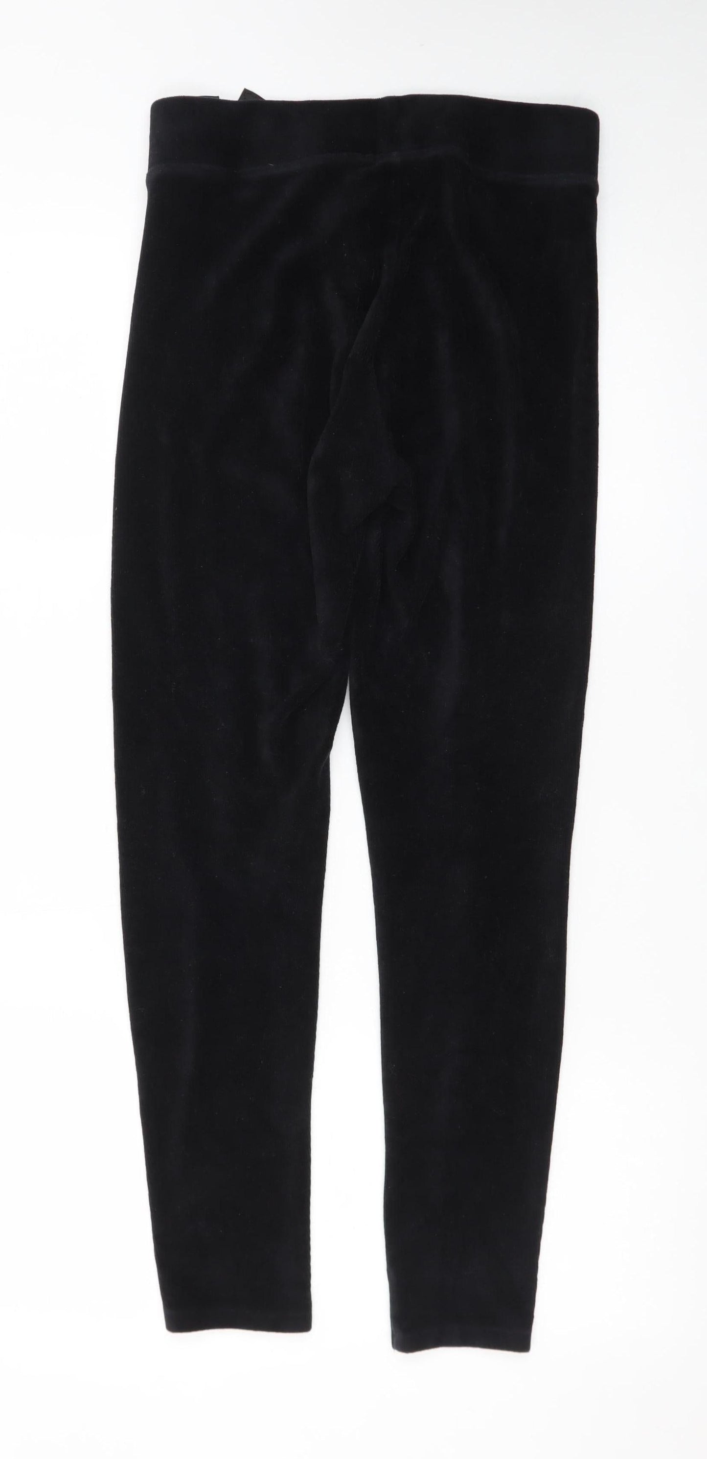 Marks and Spencer Womens Black Velvet Leggings Size 10 Slim Fit