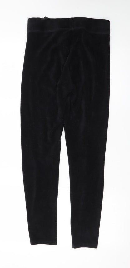 Marks and Spencer Womens Black Velvet Leggings Size 10 Slim Fit