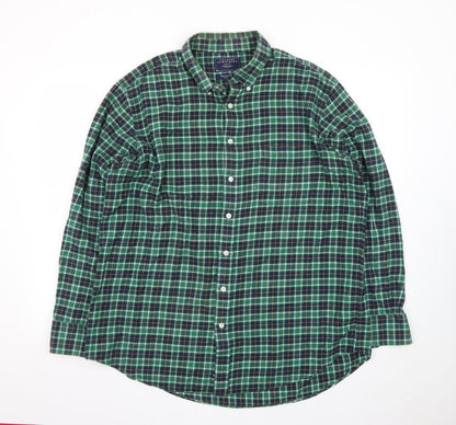 Charles Tyrwhitt Men's Green Check Brushed Cotton Classic Fit Shirt XL