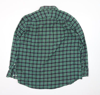 Charles Tyrwhitt Men's Green Check Brushed Cotton Classic Fit Shirt XL