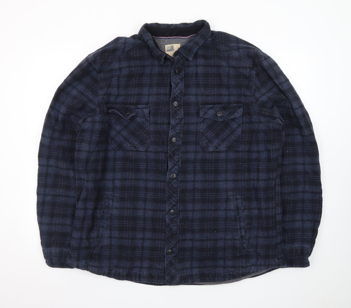 North Coast Men's Blue Check Flannel Button-Up Shirt 2XL