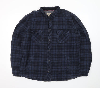 North Coast Men's Blue Check Flannel Button-Up Shirt 2XL