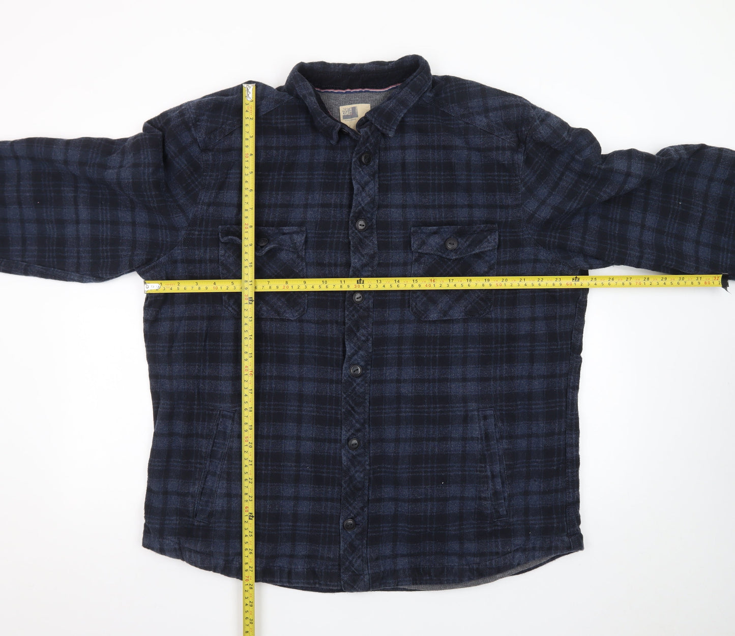 North Coast Men's Blue Check Flannel Button-Up Shirt 2XL
