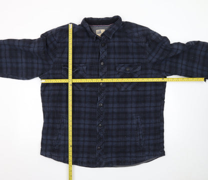 North Coast Men's Blue Check Flannel Button-Up Shirt 2XL